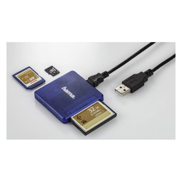 Hama USB-2.0-multi-kaartlezer. SD/microSD/CF. blauw - Afbeelding 2