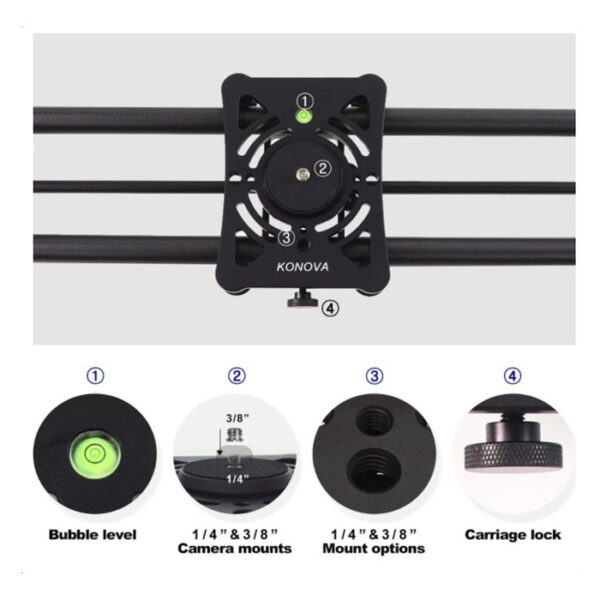 Konova P1 120cm Carbon Camera Slider (w/ KMS-S2) - Afbeelding 11