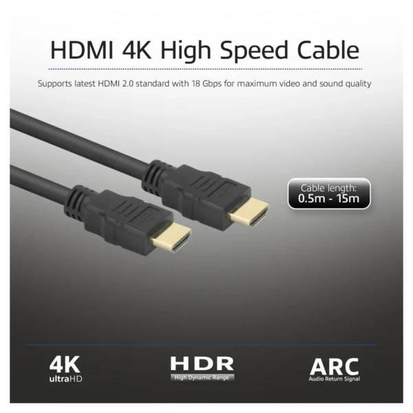 ACT 1.5 Meters High Speed Cable V2.0 HDMI-A Male - HDMI-A Male (AWG30) - Afbeelding 2