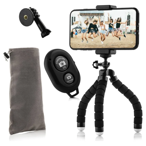 Mojogear flexibel mini tripod zwart met go-pro houder en AB - Afbeelding 5