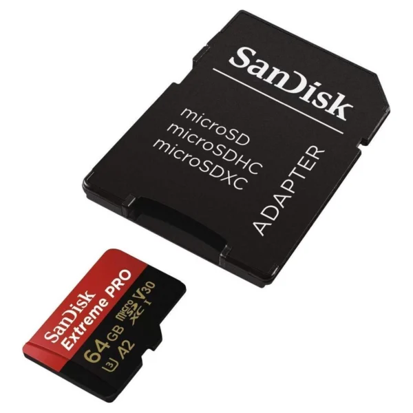 SanDisk Extreme Pro MicroSDXC 64GB 200/90 MB/s+SD Adapter A - Afbeelding 2