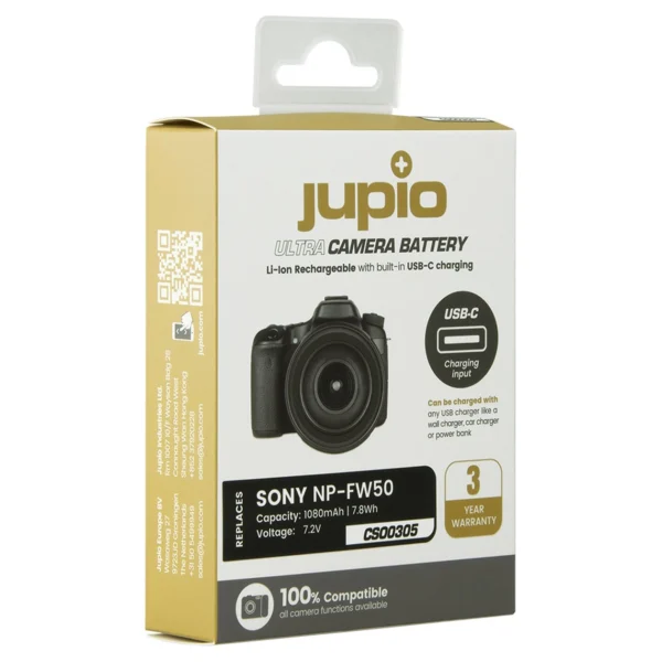 Jupio NP/FW50 Ultra C (USB-C Input) 1080mAh - Afbeelding 2