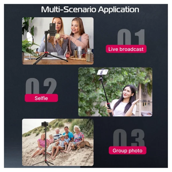 Ulanzi MT-41 Selfie Stick Tripod w/ Collapsible Tel.houder - Afbeelding 4