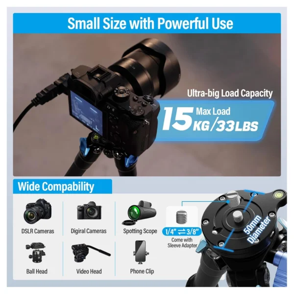 Sirui C223l Compact Travel Tripod w/ Leveling Base - Afbeelding 7