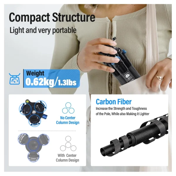Sirui C223l Compact Travel Tripod w/ Leveling Base - Afbeelding 3