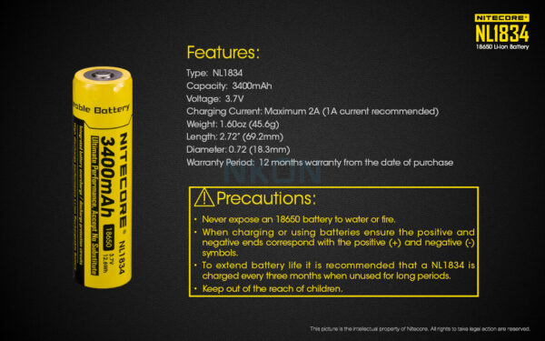 Nitecore 18650 NL1834 (3400mAh) - Afbeelding 6