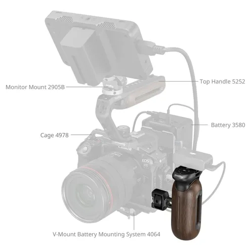 SmallRig 5238 Wooden Side Handle w/ 1/4-20 & 3/8''-16 ARR... - Afbeelding 5