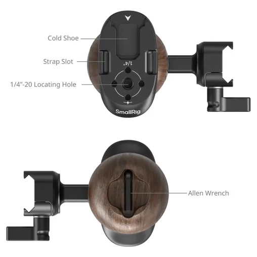 SmallRig 5239 Wooden Side Handle w/ Nato Clamp - Afbeelding 3