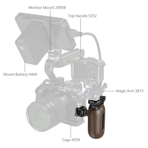 SmallRig 5239 Wooden Side Handle w/ Nato Clamp - Afbeelding 4