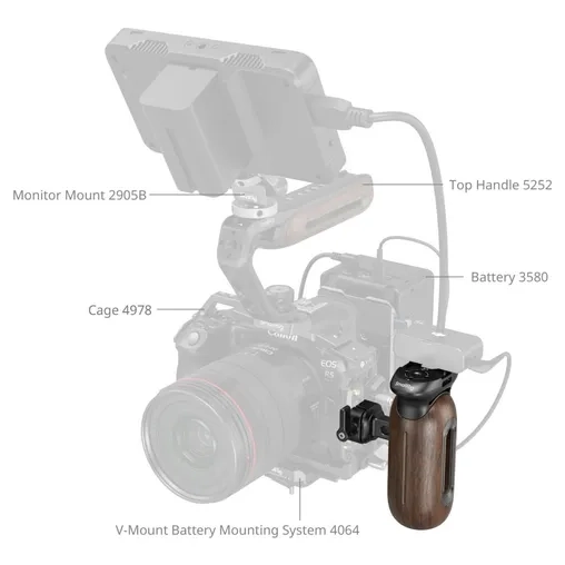 SmallRig 5239 Wooden Side Handle w/ Nato Clamp - Afbeelding 6
