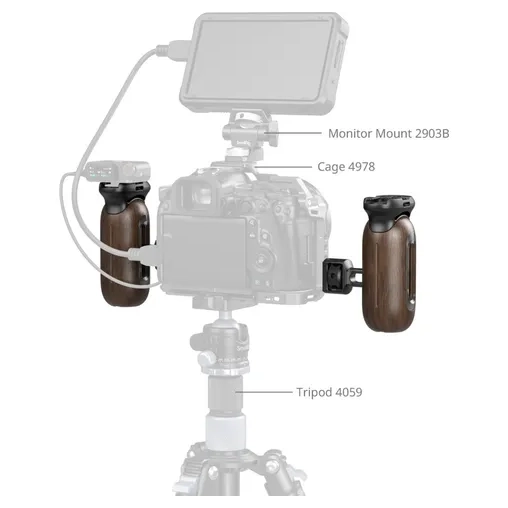 SmallRig 5238 Wooden Side Handle w/ 1/4-20 & 3/8''-16 ARR... - Afbeelding 4