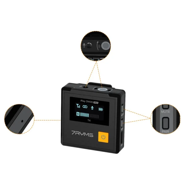 7Ryms Iray DW20 Pro 2.4G DUAL-Channel Wireless Microphone - Afbeelding 4