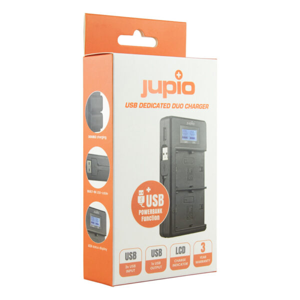 Jupio USB Dedicated Duo Charger LCD for Fuji NP-W126(S) - Afbeelding 2