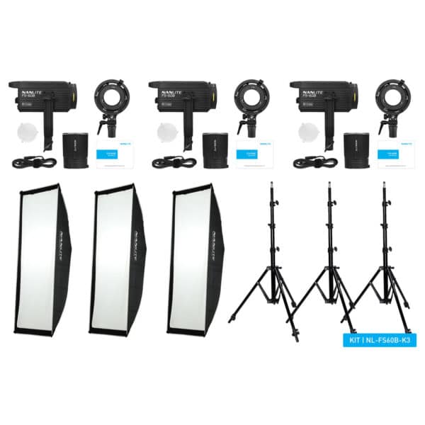 Nanlite FS 60B LED Tripple Kit (w/ Light Stand And Softbox)