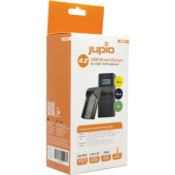 Jupio USB Charger Kit for Fuji/Olympus/Nikon 3.6V-4.2V batt.