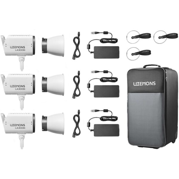 Godox Litemons LA300BI Bi Colour LED Video Light 3 Light Kit