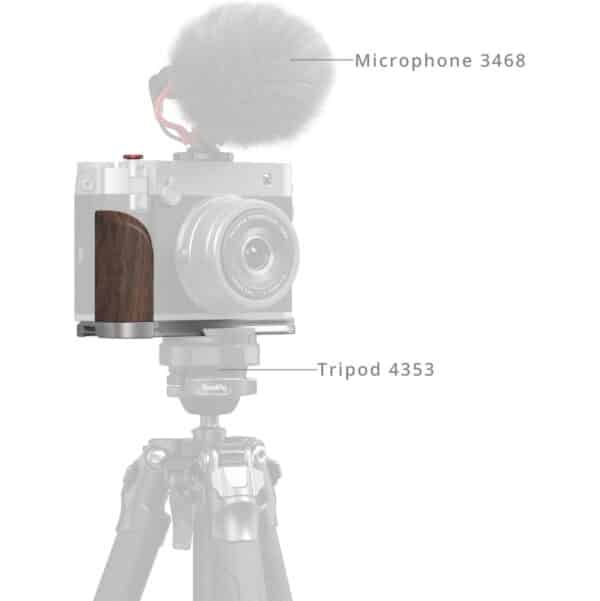 SmallRig 5265 L-Shape Mount Plate w/ Wooden Handle For Fujifilm GFX100RF Silver