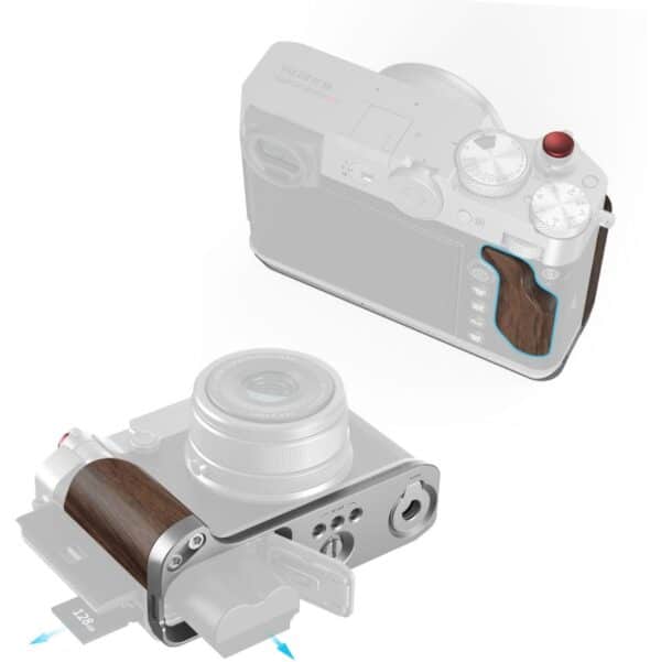 SmallRig 5265 L-Shape Mount Plate w/ Wooden Handle For Fujifilm GFX100RF Silver