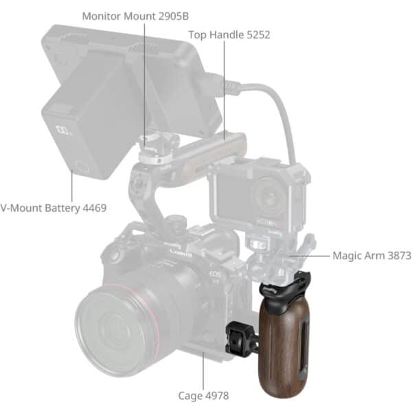 SmallRig 5238 Wooden Side Handle w/ 1/4-20 & 3/8''-16 ARR...