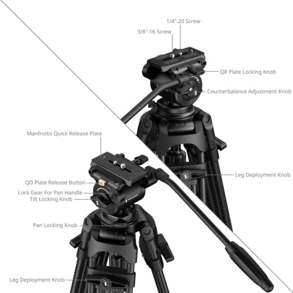 SmallRig 5443 FSD14 Freespeed Heavy-Duty Carbon Fiber Tripod
