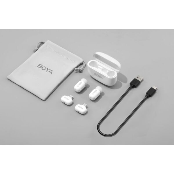 Boya MINI-13 Ultra-Mini Wireless Microphone (White) - 2TX + 2RX