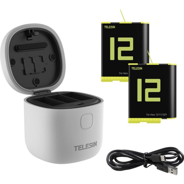 Telesin Allin Charger Box + 2x accu - GoPro Hero 9/10/11/12