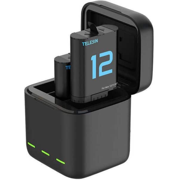 Telesin Opblaadbox met 2x Double Arc Accu - GoPro 12/11/10/9