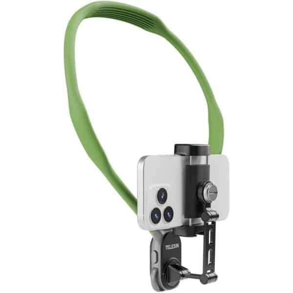 Telesin Smartphone Neck Mount met metalen klem - Groen