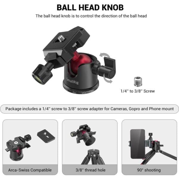 SmallRig 2664 Tabletop Mini Tripod w/ Panoramic Ball Head