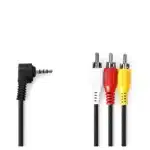 Nedis Audio-Video Cable 3.5 mm Male 3X RCA Male Vernikkeld 1.00m Round PVC Black