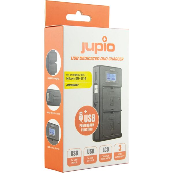 Jupio USB Dedicated Duo Charger LCD for Nikon EN-EL14