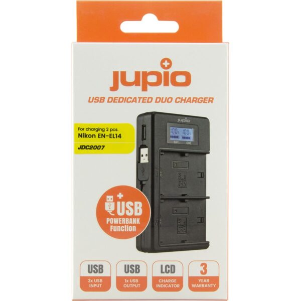 Jupio USB Dedicated Duo Charger LCD for Nikon EN-EL14