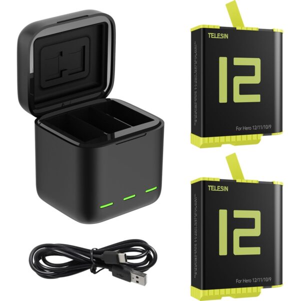 Telesin Triple Battery Charger Box + 2X Battery - GoPro 9/10