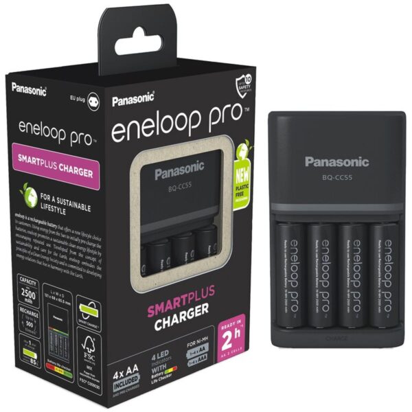 Panasonic Eneloop Pro smartplus charger + 4 AA accu's