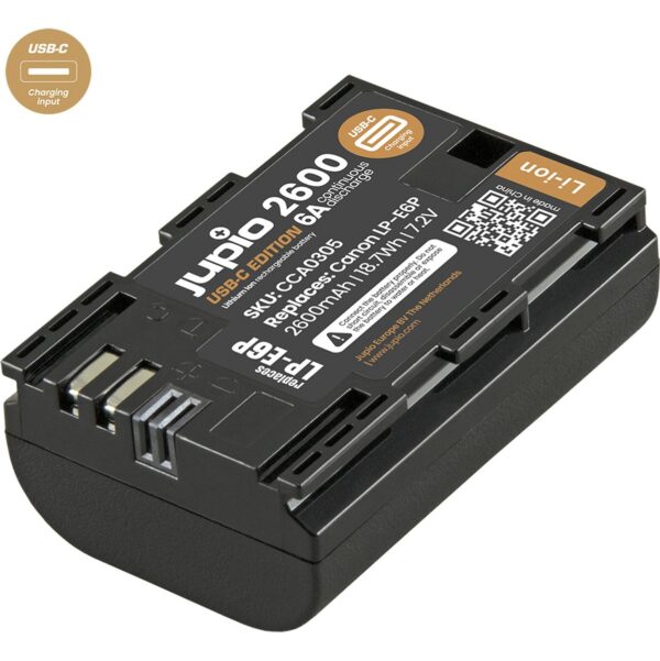 Jupio LP-E6P Ultra C (USB-C Input) 2600mAh (6A Continuous...
