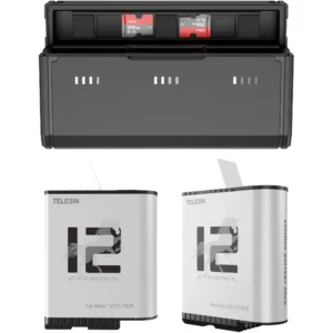 Telesin Pocket Oplaadbox + 2x accu voor GoPro 9/10/11/12