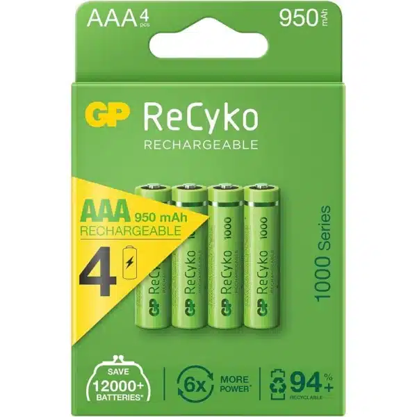 GP AAA Battery Rechargeable NiMH 950 mAh ReCyko 1.2V 4 PCs