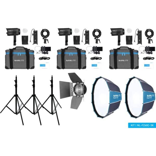 Nanlite Forza 60C Rgblac LED Triple Kit (w/ Softbox Fresn...