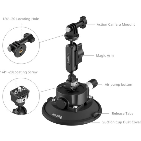 SmallRig 5855B 4.5 Suction Cup Support For Action Cameras